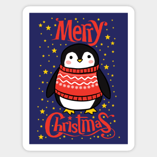 Merry Christmas a cute penguin illustration Sticker